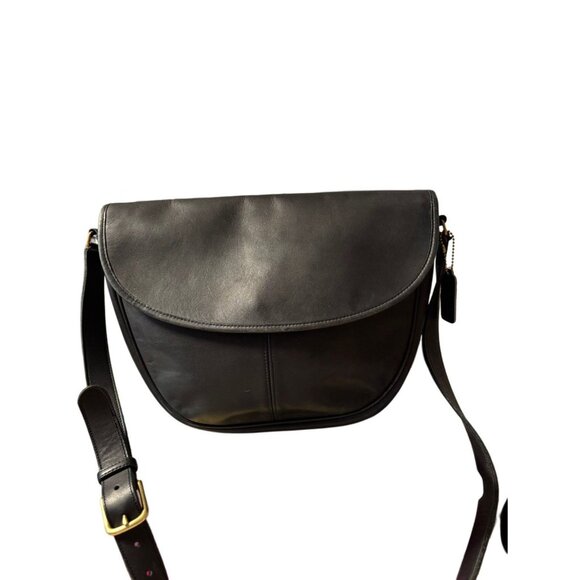 Vtg 70s Coach Black Leather Paris Crossbody Bag, Made in USA, 4105 Large Tote - Picture 1 of 8